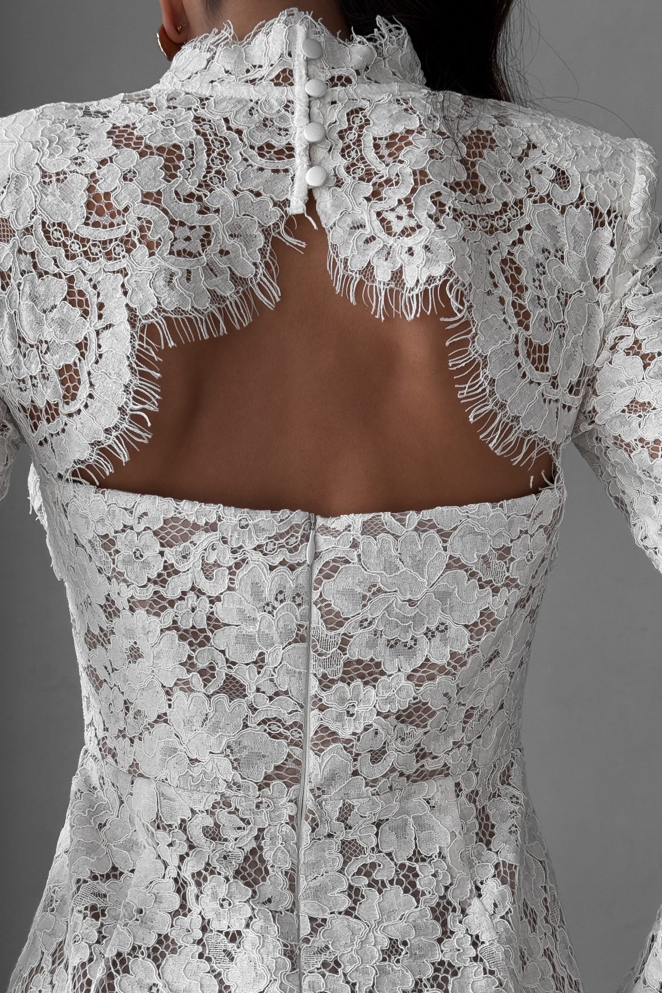 Lace Open-Back Midi Dress