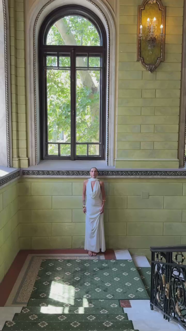 Serena Satin Dress with Scarf