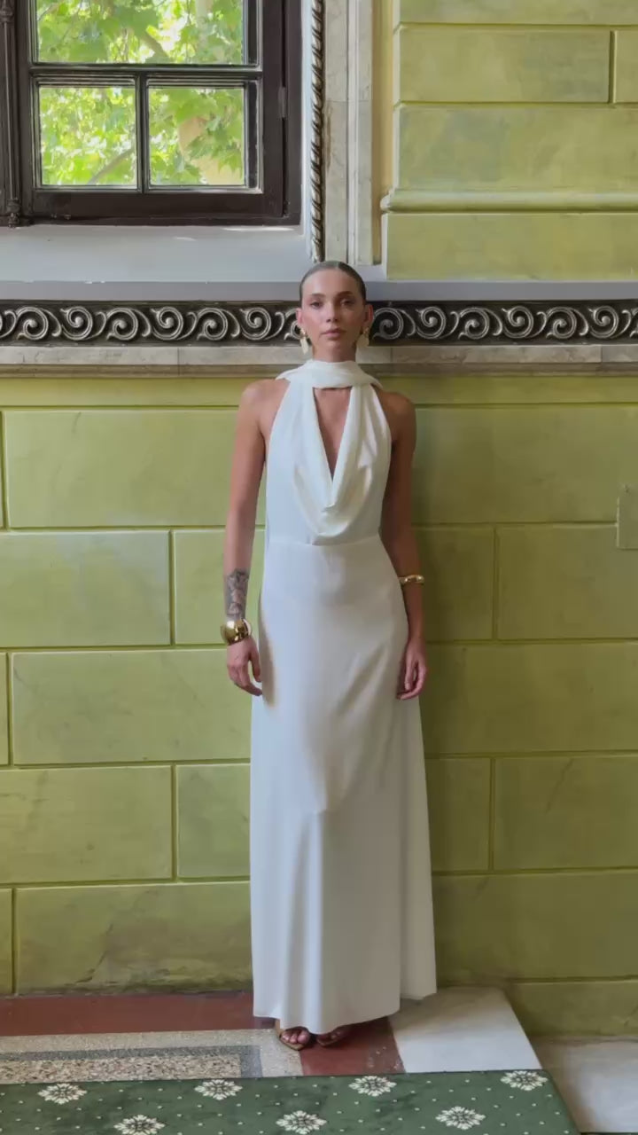 Serena Satin Dress with Scarf