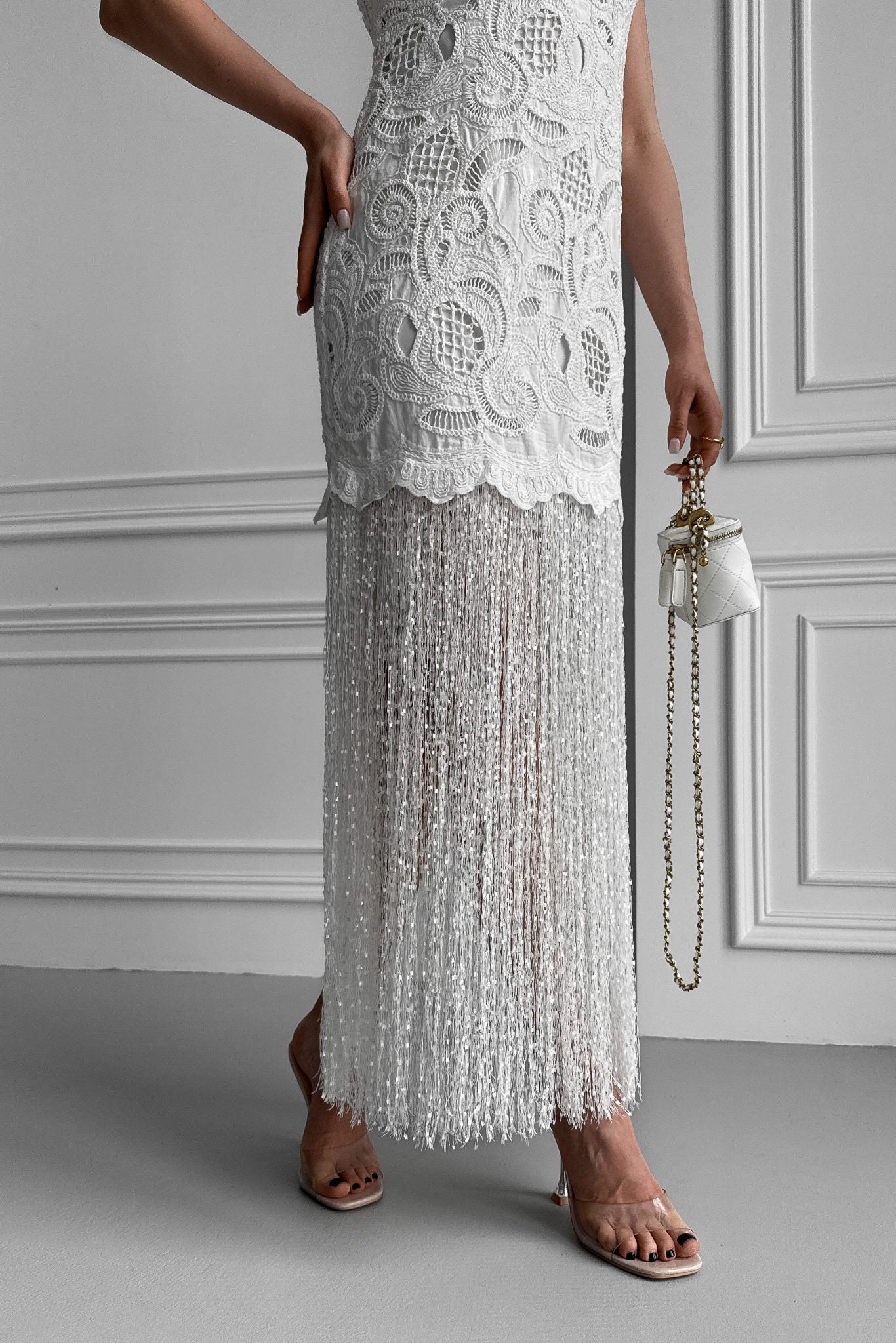 White Cotton Embroidered Dress