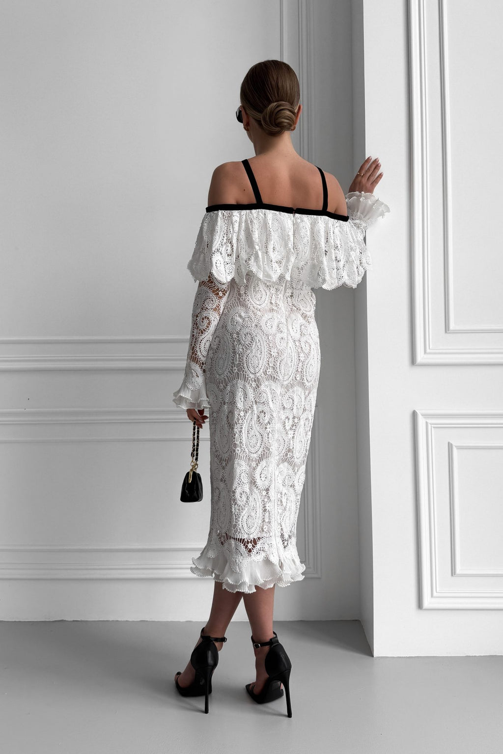 Lace Off-Shoulder Midi Dress