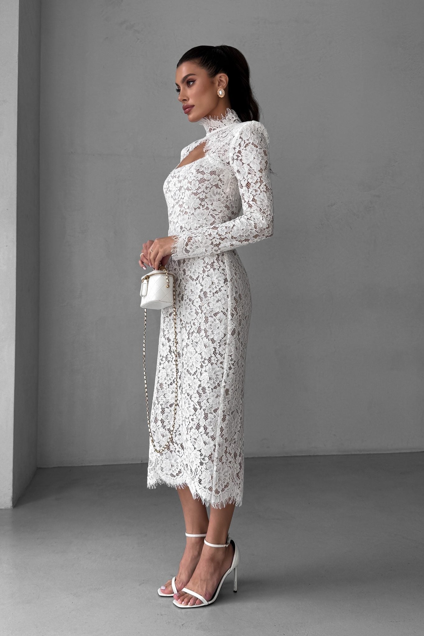 Lace Open-Back Midi Dress