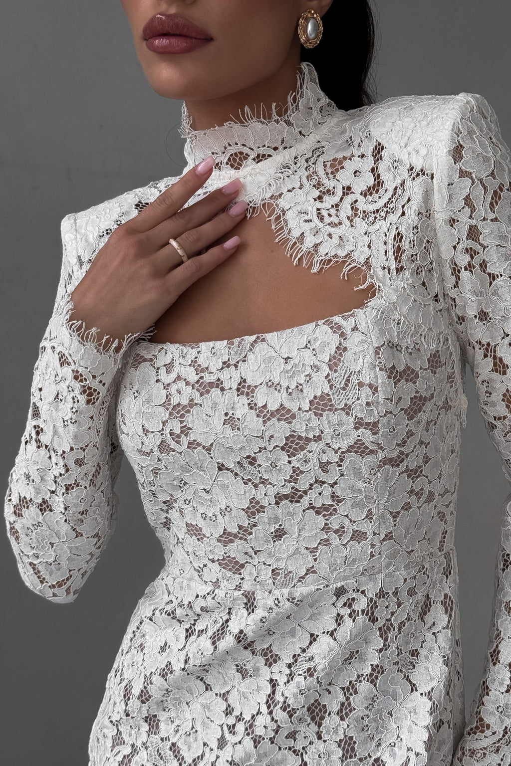 Lace Open-Back Midi Dress